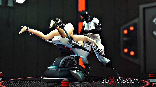 Horny Woman in Cuffs Gets Roughly Fucked by Futa Futanari Mad Lab Sex Android