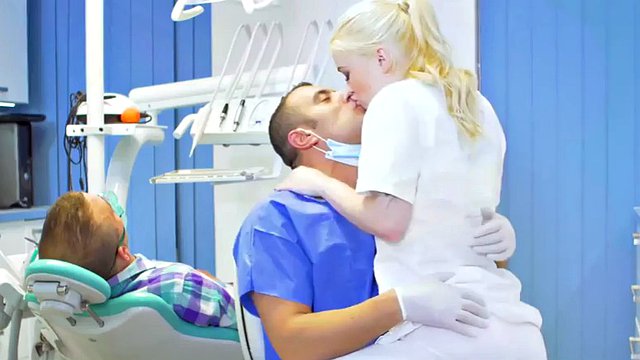 Horny nurse rides pussylicking doctor on work place