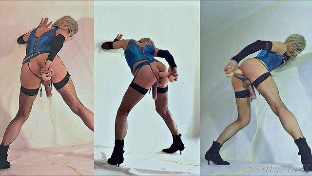 Sissy Stacy Anal Toy Play in Tight Blue